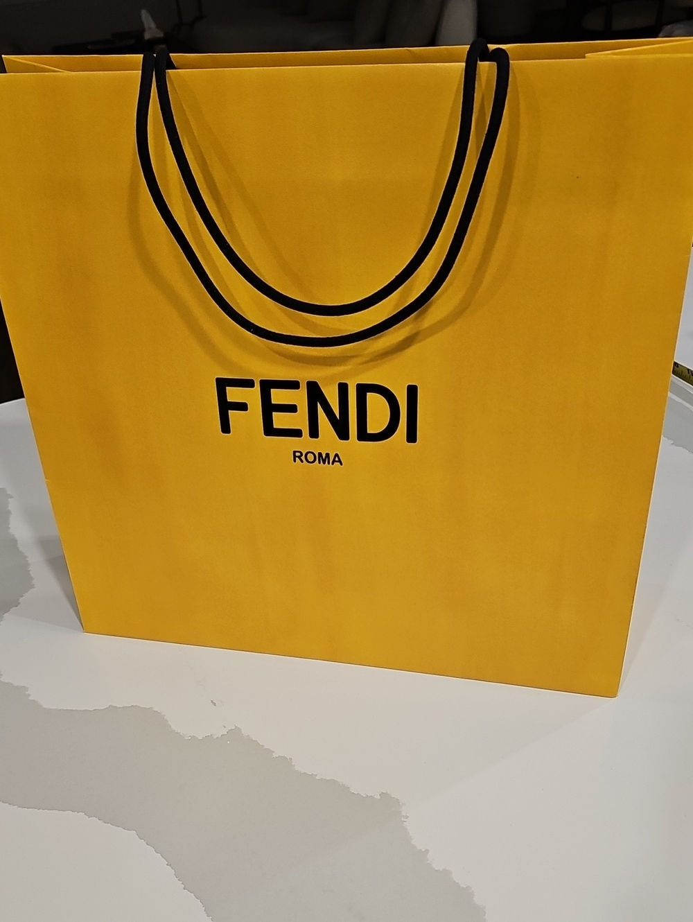 Fendi Yellow Tote with Blck Rope Handles